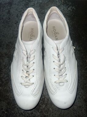 Hogan Men’s White Leather Low-Top Sneakers size 9